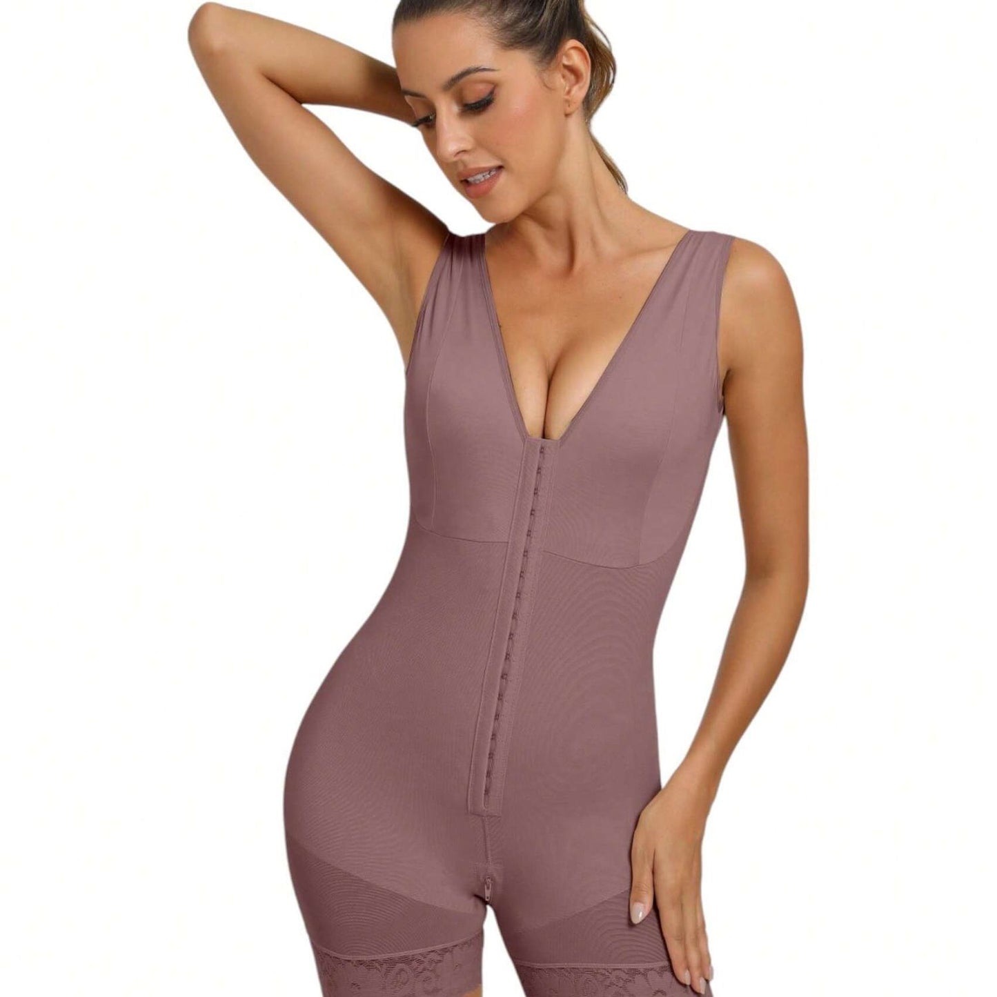 Faja Colombiana Vino – Moldeadora de Cintura y Levanta Glúteos con Encaje.