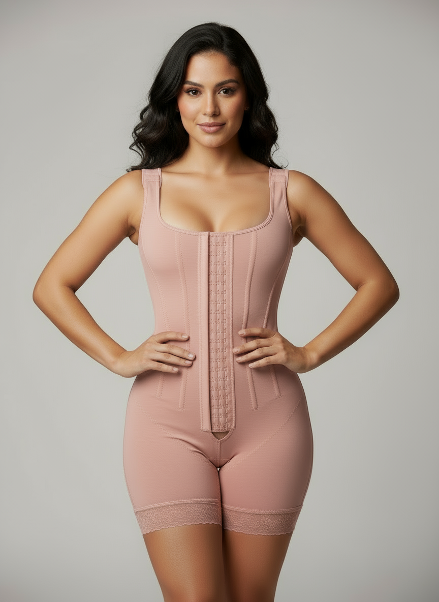 Faja Colombiana Vino – Moldeadora de Cintura y Levanta Glúteos con Encaje.